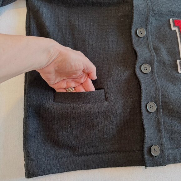 Dennis Uniform letterman cardigan Small black red - Picture 5 of 9